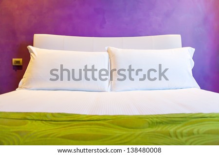 Double bed in a hotel