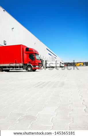 Red Truck At The Warehouse Building