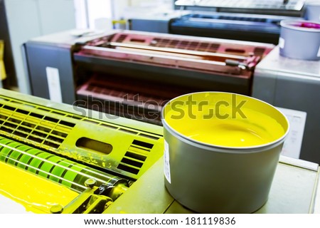 printing machine cylinders and printing ink pot with yellow color