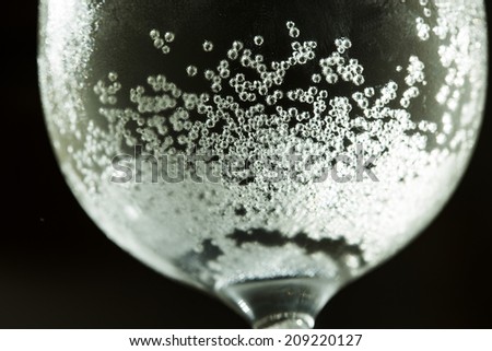 wine with soda, bubbles in the cold humid glass