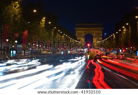 paris france at night wallpaper. stock photo : Night view of