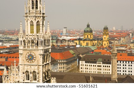 Aerial view of Munchen (Bavaria, Germany) with the New Town Hall