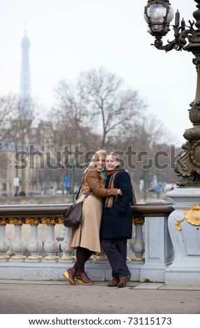Happy couple in Paris, dating