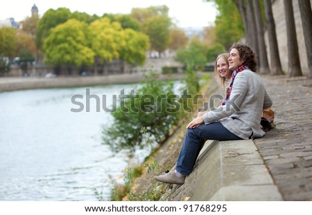 Romantic couple in Paris, having a date