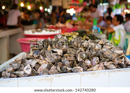 Oysters on the seafood market, Philippines