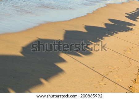 Shadow of umbrella row on the beach