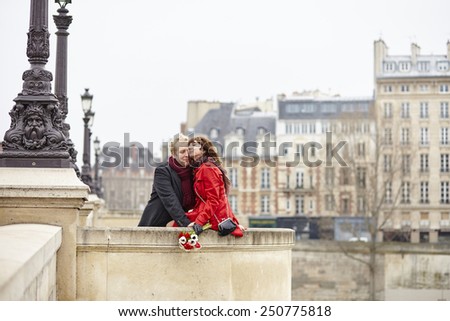 Romantic couple in love having a date in Paris