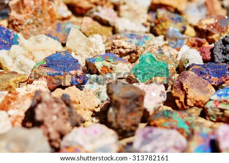 Colorful minerals on Moroccan market