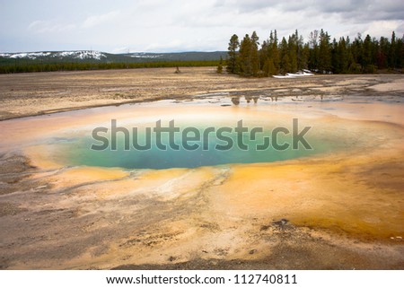 Turquoise pool, hot spring in midway geyser basin, Yellowstone National Park