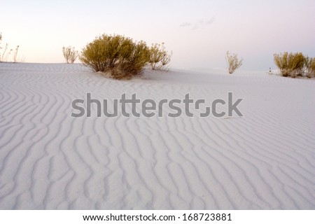 Gypsum sand dune shapes at dusk in White Sands National Monument, New Mexico