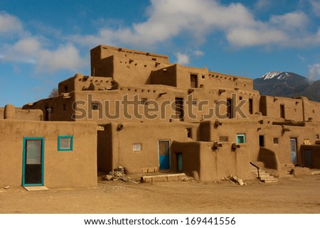 Taos Pueblo Village, a UNESCO world heritage site a traditional Native American Adobe village