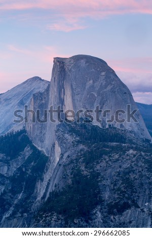 Half dome from Glacier Point at dusk, Yosemite National Park, California