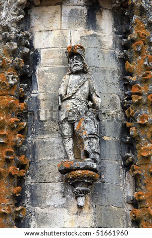 View of a statue located inside the Convent of Christ monument on Tomar, Portugal.
