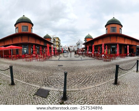 View of the famous grocery and fish market of the city of Olhao, Portugal.