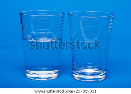 Half full, half empty glass of water.