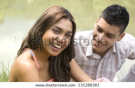 happy couple outside