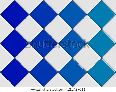 White diamonds tiles with a blue graduation