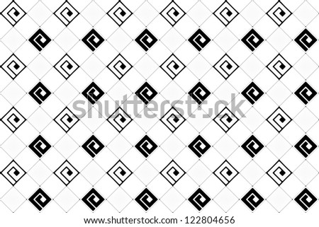 Mosaic with different black and white tiles