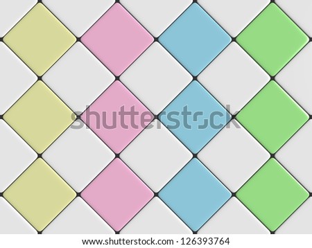 Mosaic with colored diamond tiles