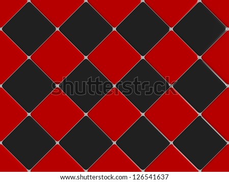 Black and red mosaic with diamonds tiles