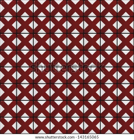 Square white mosaic with dark red crosses