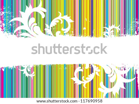 Grunge colorfully retro swirl background with stripes and splashes
