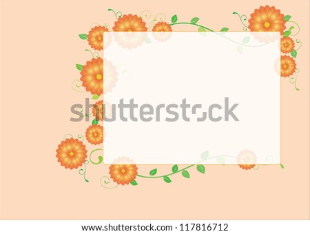 Floral orange illustration of picture frame or banner