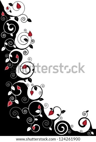 Swirly abstract background with red roses