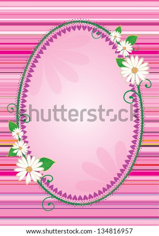 Easter egg shaped frame or banner with harts and flowers