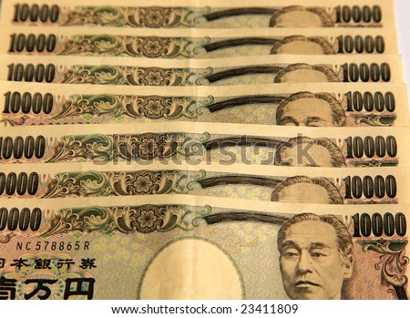 A pile of 10000 Japanese Yen notes
