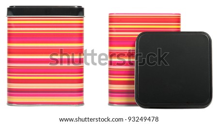 Two cereals boxes with black lid isolated on white