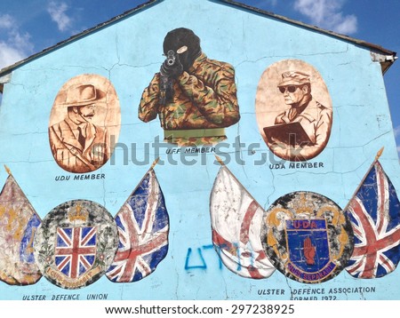 BELFAST, NORTHERN IRELAND - JULY 2014: Murals in Belfast that tell the story of the sectarian conflict.