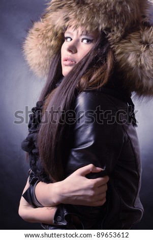 beautiful lady in fur cap