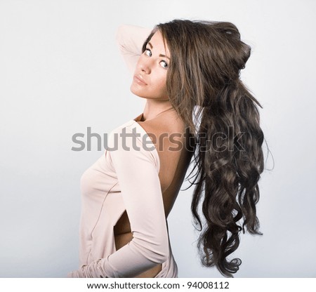 Beautiful Long Wavy Hair on Portrait Of A Beautiful Woman With Long Wavy Hair  Stock Photo