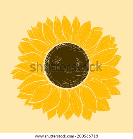 beautiful sunflower isolated on a white background. Hand-drawn contour lines and strokes.
