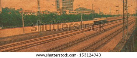 the theme of the paper--the train of the railway in the city
