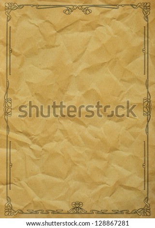 Old Crinkled Paper With Floral Ornament Frame