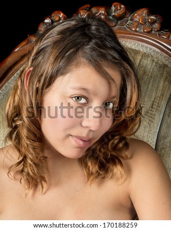 Gorgeous green eyed mixed race woman with natural beauty