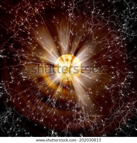 abstract burst of light from a cracked globe or planet