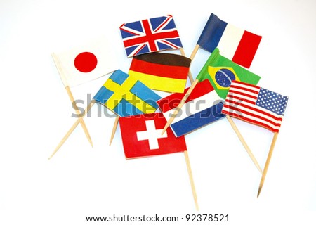 party picks with little flags of different countries