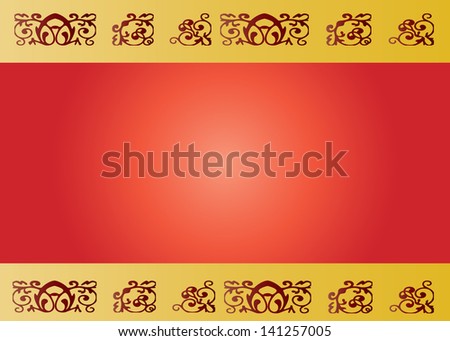 Illustration of elegant horizontal banner in gold and red
