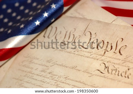United States Constitution and American flag, SOFT FOCUS