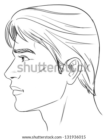 Outline Side Profile Of A Human Male Head Stock Vector Illustration