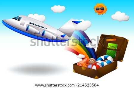 Illustration of a summer trip on a white background