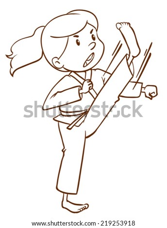 Illustration of a simple sketch of a martial arts expert on a white background