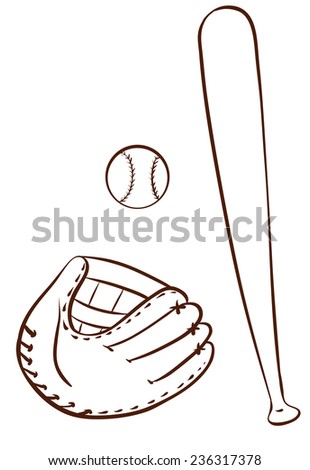 Illustration of different baseball equipments