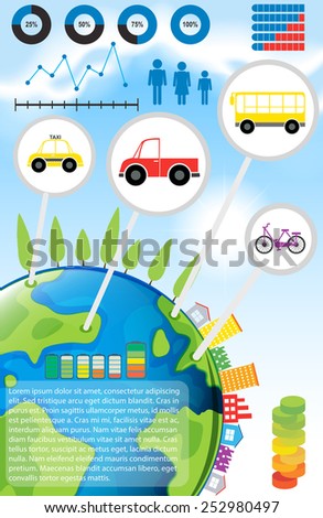 A graphical chart of the earth and the different transportations