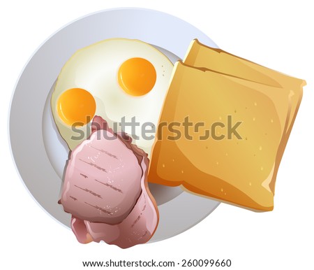 Plate with foods on a white background