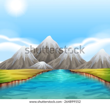Scenic landscape with river and sky