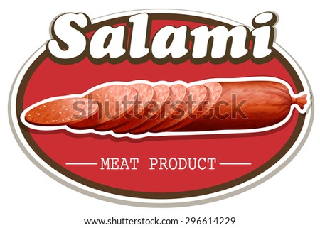Salami food label on white illustration